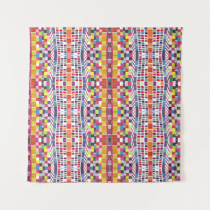 Red Swatches and Colourful Pixels Tapestry
