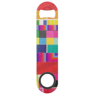 red swatches, stripes, and colourful pixels
