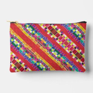 red swatches, stripes, and colourful pixels accessory pouch