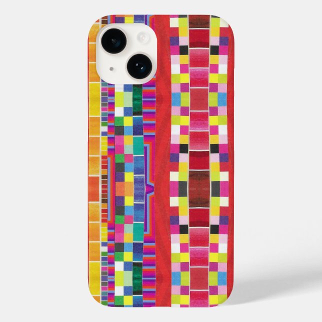 red swatches, stripes, and colourful pixels Case-Mate iPhone case (Back)