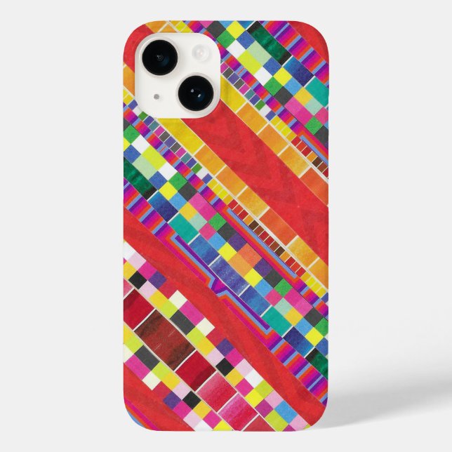 red swatches, stripes, and colourful pixels Case-Mate iPhone case (Back)