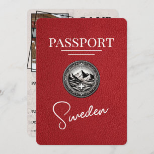 Red Sweden Passport Save The Date