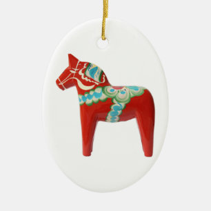 Red Swedish Dala Horse Ceramic Ornament