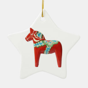 Red Swedish Dala Horse Ceramic Tree Decoration