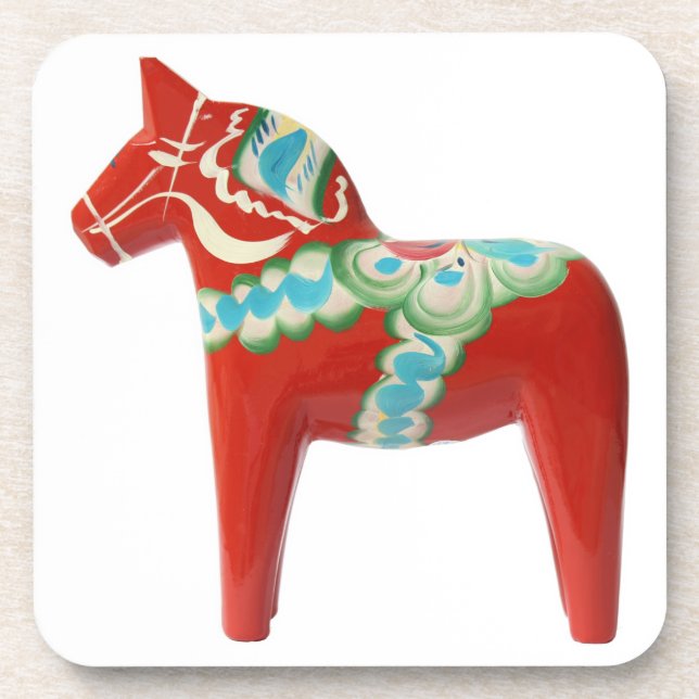 Red Swedish Dala Horse Coaster (Front)