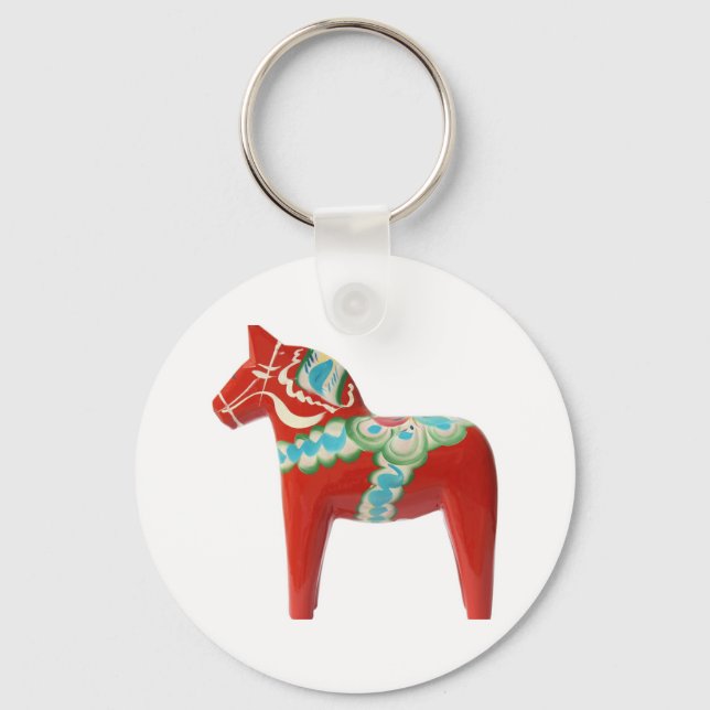 Red Swedish Dala Horse Key Ring (Front)