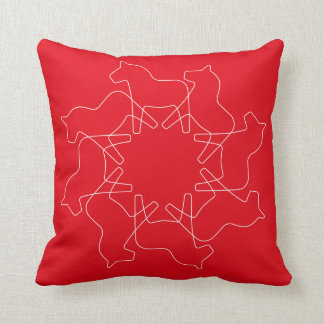 Red Swedish Dala Horse Snowflake Cushion