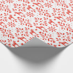 Red Swedish Dala Horse White Holiday Gift Wrap<br><div class="desc">This elegant holiday gift wrapping paper features a folk art pattern of flowers,  dala horses and hearts with a Swedish twist in classic red on a white background. The white background can be changed to any colour of your choice using the "customise it" function and the colour picker.</div>