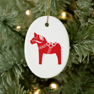 Red Swedish Horse Art Ceramic Ornament