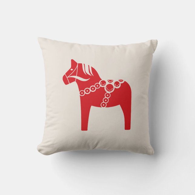 Red Swedish Horse Scandinavian Art Holiday Cushion (Front)