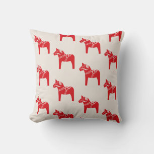 Red Swedish Horse Scandinavian Art Holiday Cushion