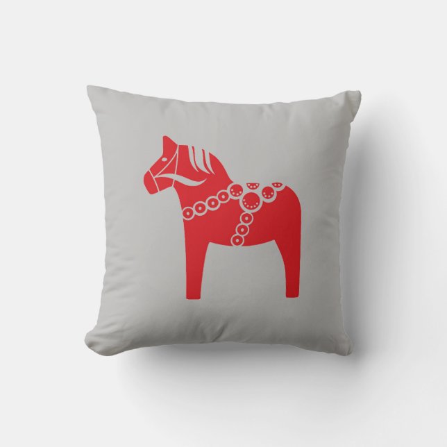 Red Swedish Horse Scandinavian Art Holiday Cushion (Front)