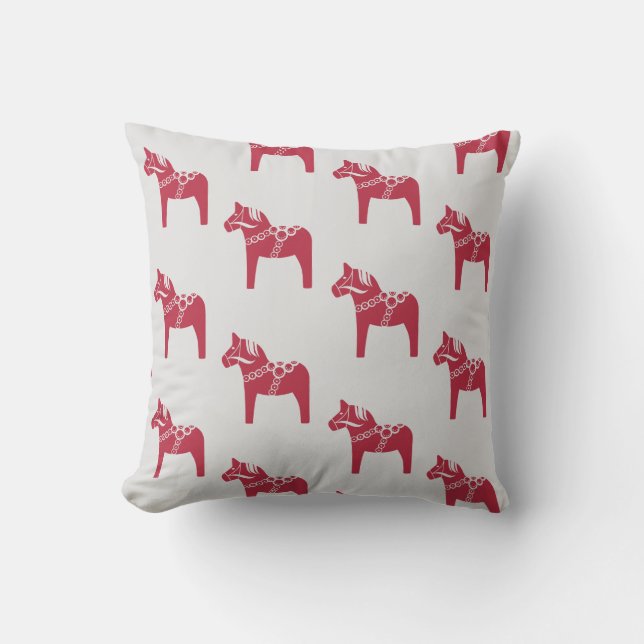 Red Swedish Horse Scandinavian Art Holiday Cushion (Front)
