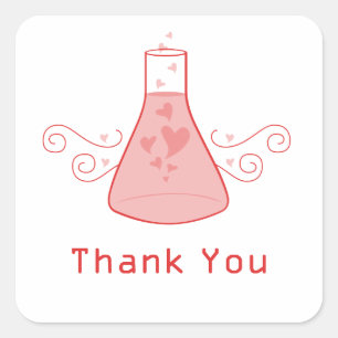 Red Sweet Chemistry Thank You Stickers