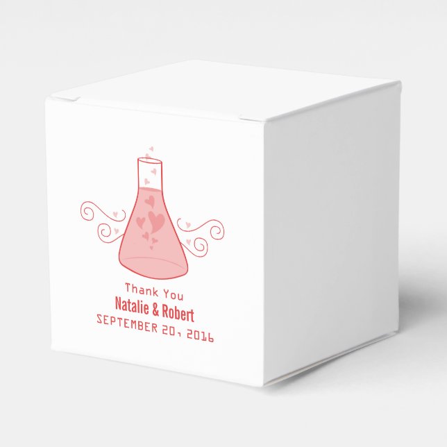 Red Sweet Chemistry Wedding Favour Boxes (Front Side)