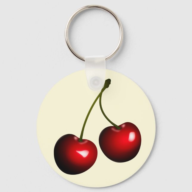 Red Sweet Cherries - Choose / add colour Key Ring (Front)