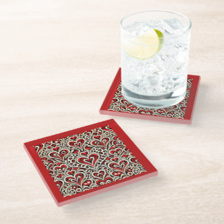 Red Sweet Hearts  Glass Coaster