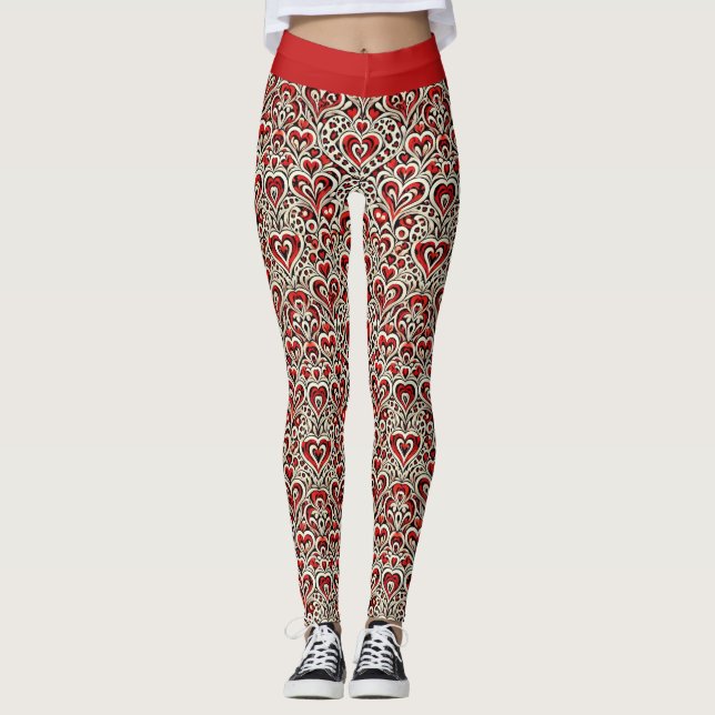 Red Sweet Hearts  Leggings (Front)