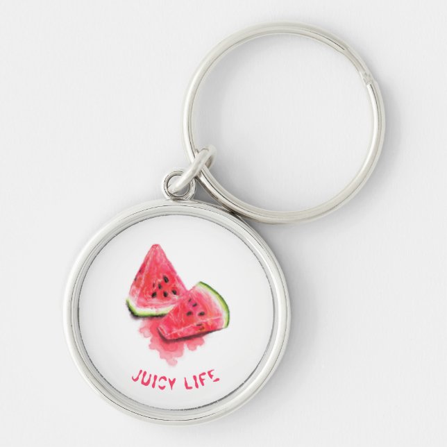 Red Sweet Juicy Watermelon Keychain Pieces Tasty (Front)