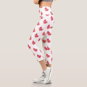 Red Sweet Juicy Watermelon Pieces Tasty - Drawing Capri Leggings