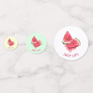 Red Sweet Juicy Watermelon Pieces Tasty - Drawing Confetti