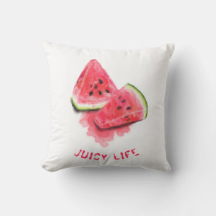 Red Sweet Juicy Watermelon Pieces Tasty - Drawing  Cushion