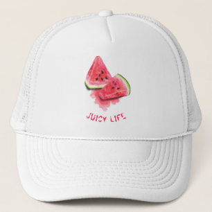 Red Sweet Juicy Watermelon Pieces Tasty - Drawing Trucker Hat