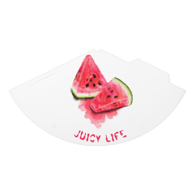 Red Sweet Juicy Watermelon Pieces Tasty - Fresh Party Hat (Front)