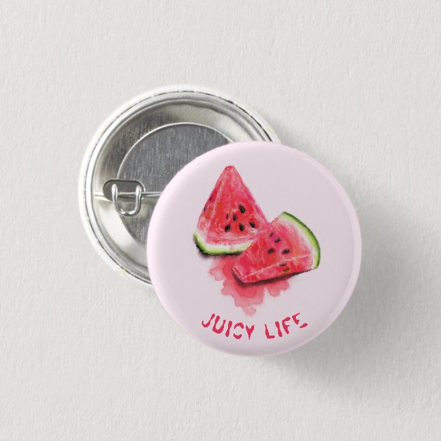 Red Sweet Juicy Watermelons Button Pieces Tasty (Front & Back)