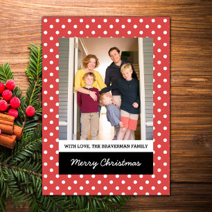 Red Sweet Polka Dot Holiday Photo Flat Card