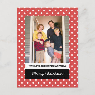 Red Sweet Polka Dot Holiday Photo Postcard