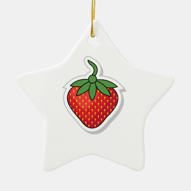 Red Sweet Strawberry Ceramic Ornament (Front)