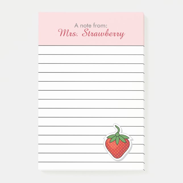 Red Sweet Strawberry - personalised Post-it Notes (Front)