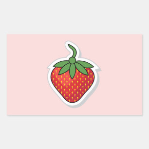 Red Sweet Strawberry Rectangular Sticker