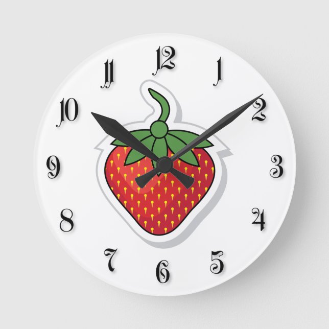 Red Sweet Strawberry Round Clock (Front)