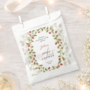 Red Sweet Strawberry Wildflower Wreath Baby Shower Favour Bag