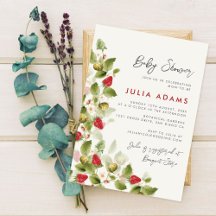 Red Sweet Strawberry Wildflower Wreath Baby Shower