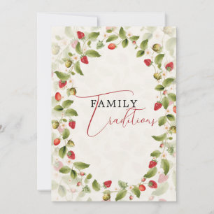Red Sweet Strawberry Wildflower Wreath Baby Shower Invitation