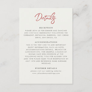 Red Sweet Wild Strawberry Flowers Wedding Enclosure Card