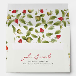 Red Sweet Wild Strawberry Flowers Wedding Envelope
