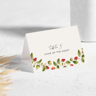 Red Sweet Wild Strawberry Wedding Place Card