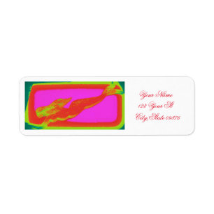 red swimming mermaid return address label
