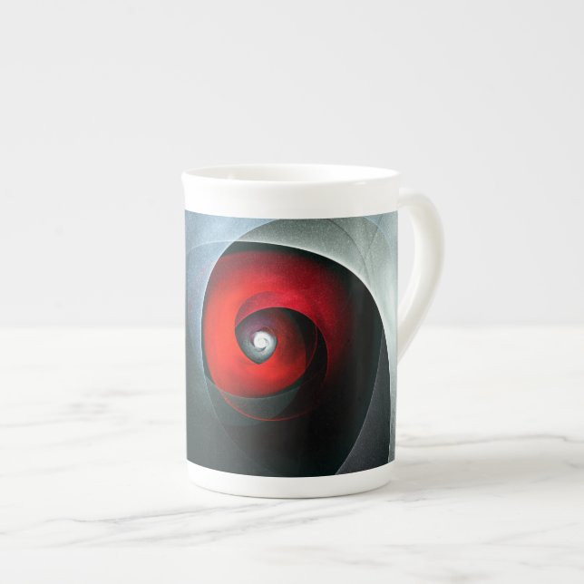 Red Swirl Artistic Modern Abstract Art Pattern #19 Bone China Mug (Front Right)