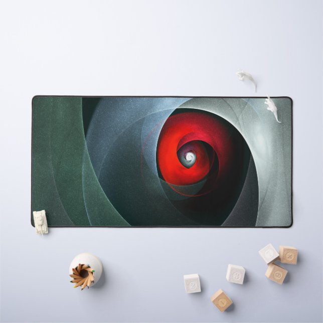 Red Swirl Artistic Modern Abstract Art Pattern #19 Desk Mat (Kids Table)