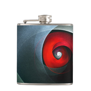 Red Swirl Artistic Modern Abstract Art Pattern #19 Hip Flask