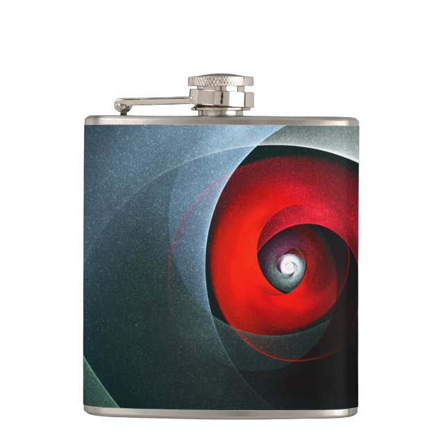 Red Swirl Artistic Modern Abstract Art Pattern #19 Hip Flask (Front)