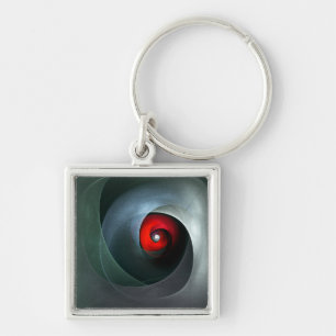 Red Swirl Artistic Modern Abstract Art Pattern #19 Key Ring