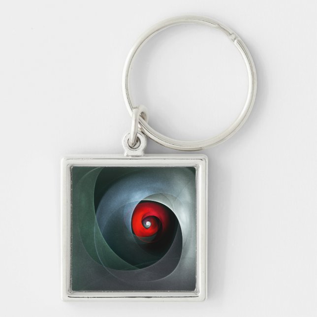 Red Swirl Artistic Modern Abstract Art Pattern #19 Key Ring (Front)