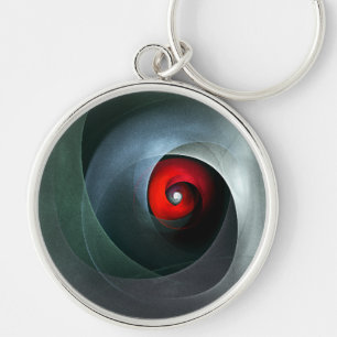 Red Swirl Artistic Modern Abstract Art Pattern #19 Key Ring