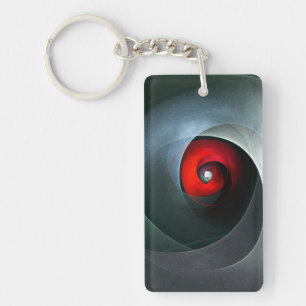 Red Swirl Artistic Modern Abstract Art Pattern #19 Key Ring